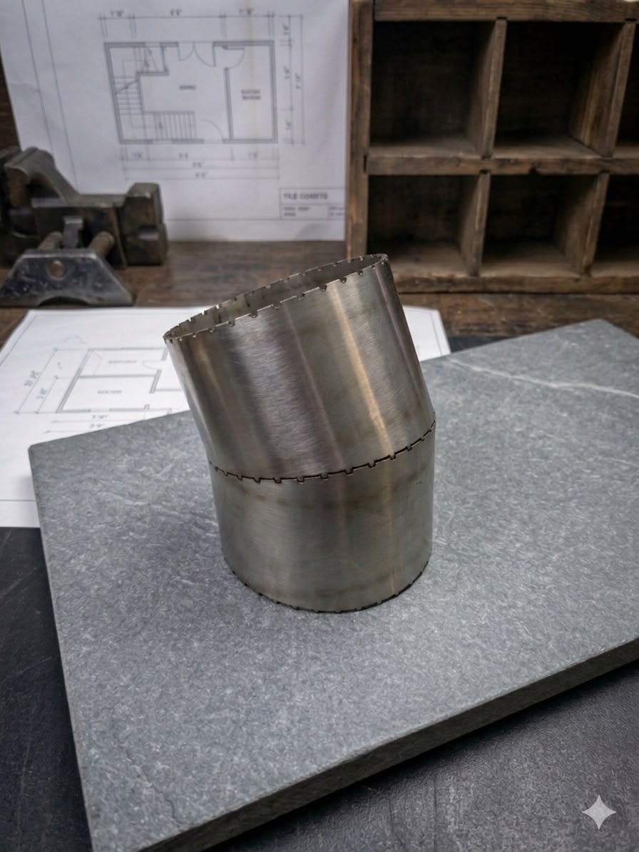 Precision fiber laser cut stainless steel elbow tube section